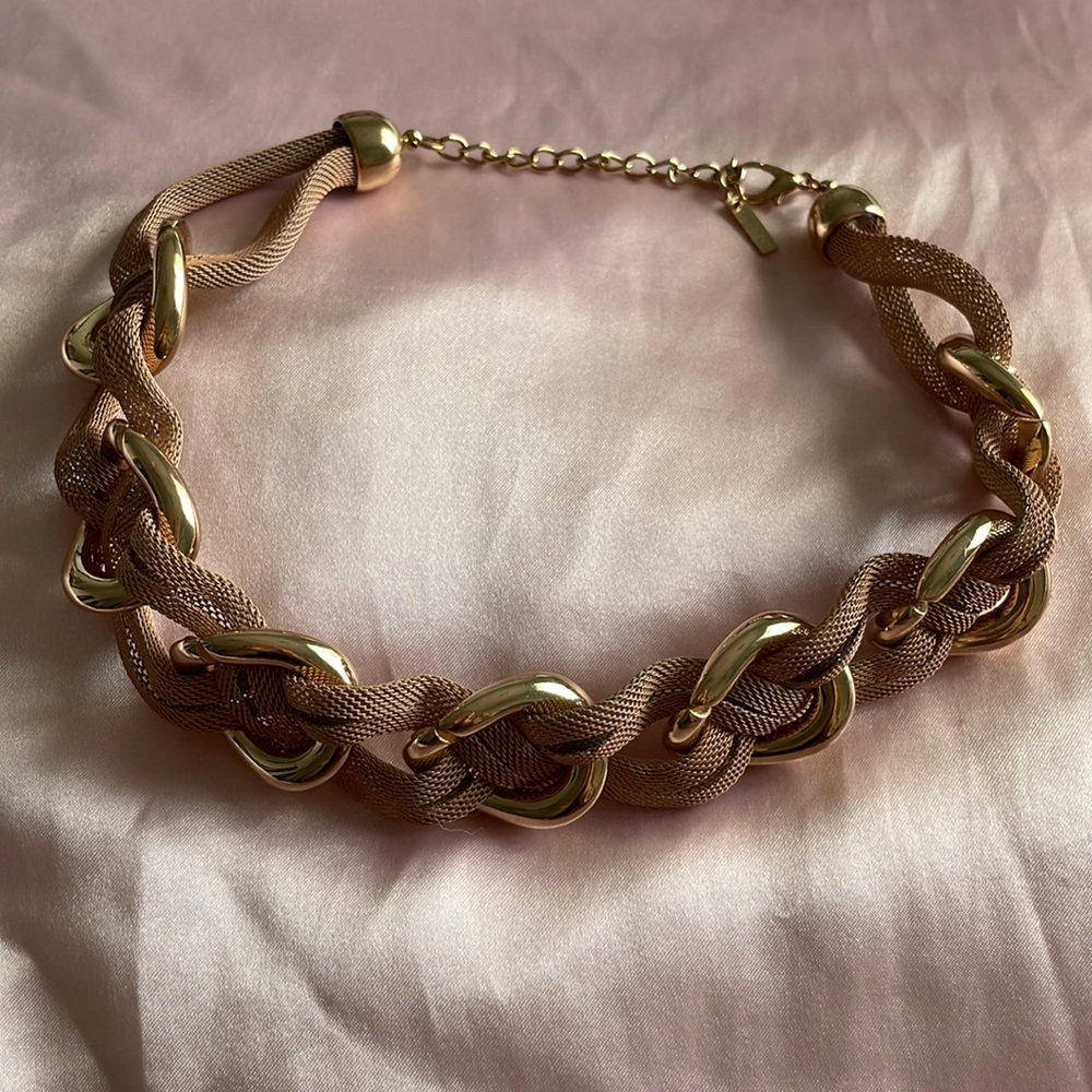 MIKA chunky tan and gold chain necklace